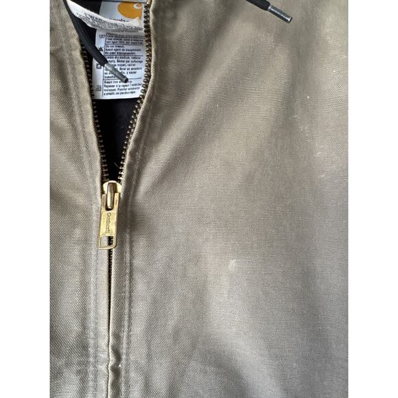 Carhartt Beige Distressed Hooded Jacket 2XL - Picture 3 of 10